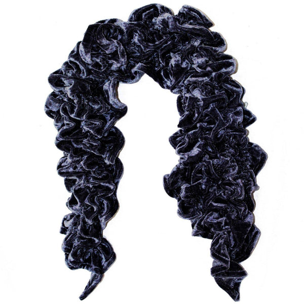 La Fiorentina Velvet Woven Scarf-Blue