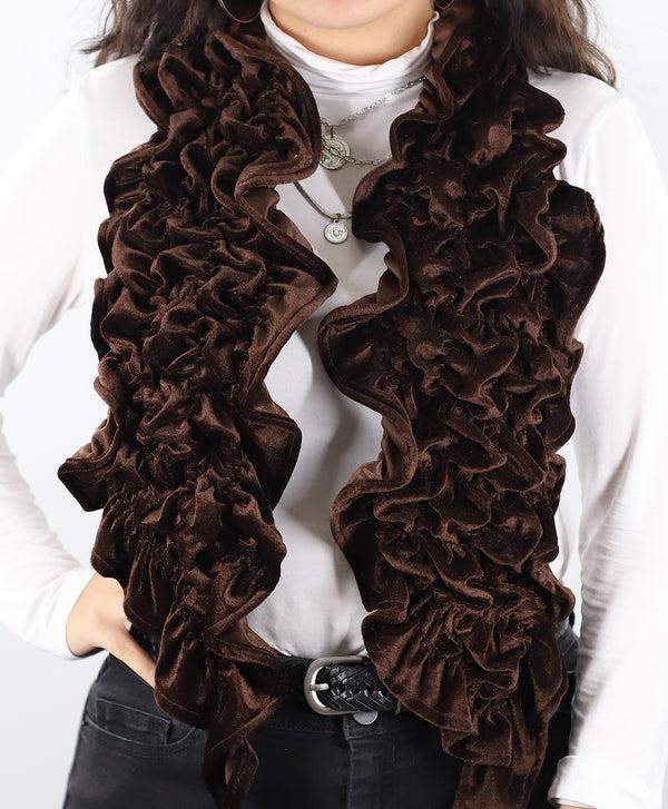 la fiorentina Velvet Woven Scarf - Chocolate Brown