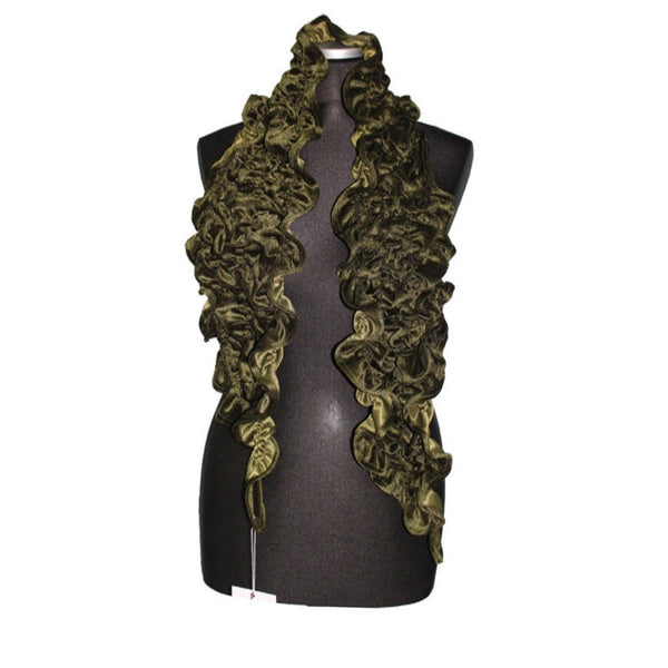 La Fiorentina Velvet Woven Scarf-Green