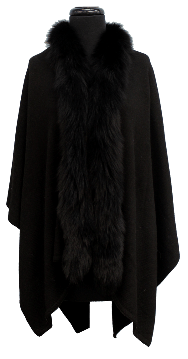 La Fiorentina Wool Wrap With Fur Trim