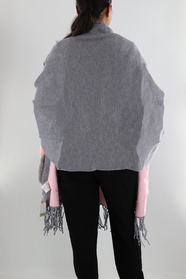 La Fiorentina Wrap With Faux Fur Trim Pockets