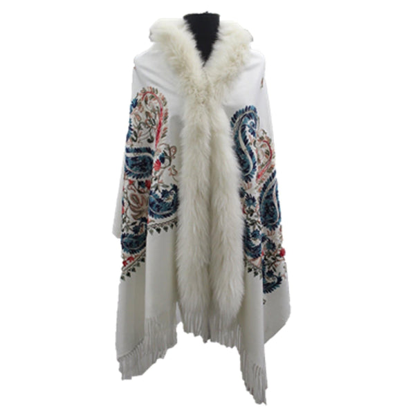la fiorentina Wrap with Fox Fur Trim and Fringe