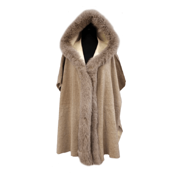 La Fiorentina Wrap With Hood/ Faux Fur Trim