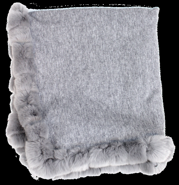 La Fiorentina La Fiorentina Wrap With Rex Fur Trim - Grey