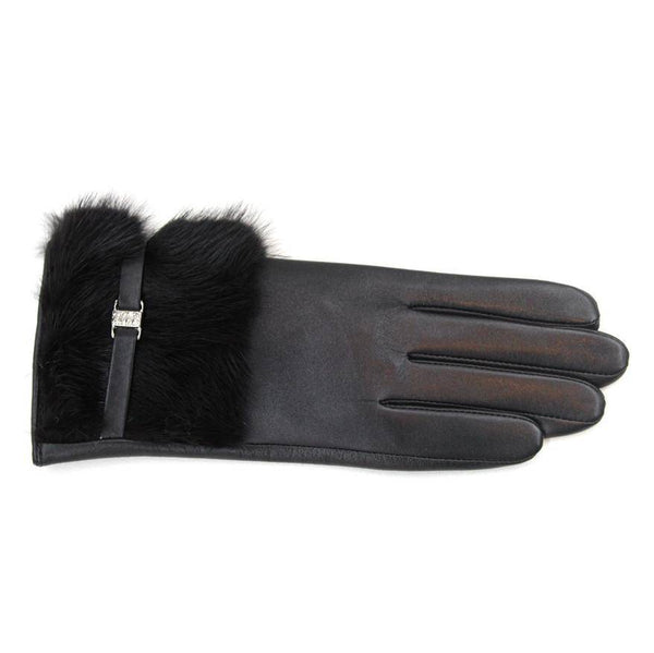 la fiorentina Leather Glove with Fur Wrist and Buckle