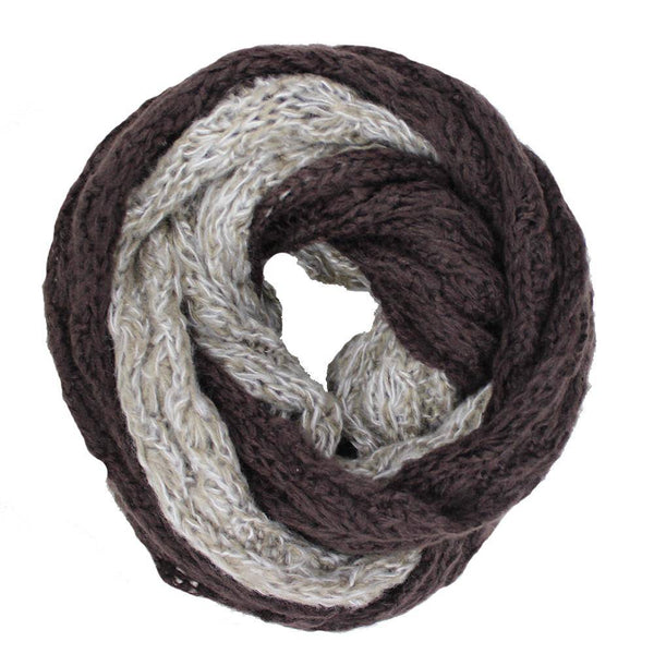 La Fiorentina Lightweight Infinity Knit Muffler-Brown/Beige