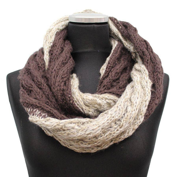 La Fiorentina Lightweight Infinity Knit Muffler-Brown/Beige