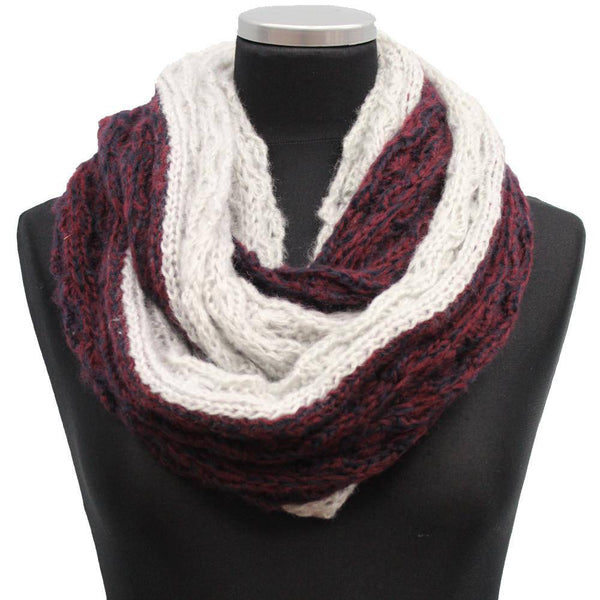 La Fiorentina Lightweight Infinity Knit Muffler-Burgundy/Silver