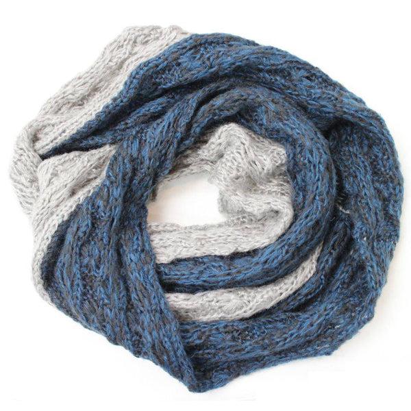La Fiorentina Lightweight Infinity Knit Muffler-Light Grey/Blue