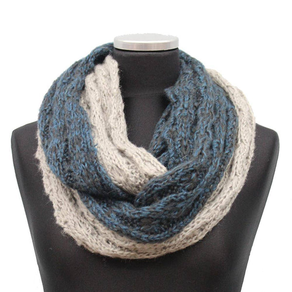 La Fiorentina Lightweight Infinity Knit Muffler-Light Grey/Blue