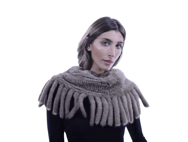 la fiorentina Lightweight Mink neck warmer with Fringes - Camel
