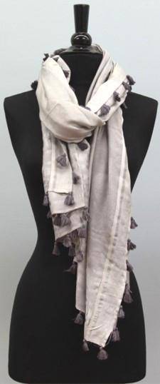 La Fiorentina Lightweight Vest/Scarf With Tassels - Grey