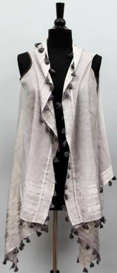 La Fiorentina Lightweight Vest/Scarf With Tassels - Grey