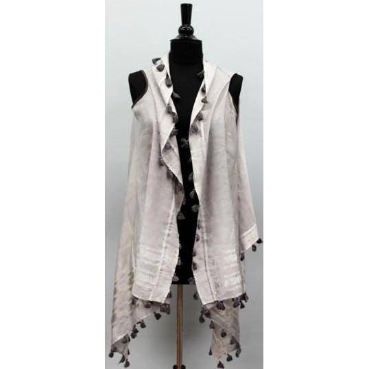 la fiorentina Lightweight Vest/Scarf with Tassels - Grey