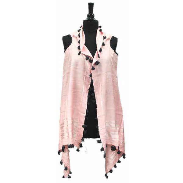 la fiorentina Lightweight Vest/Scarf with Tassels - Light Pink