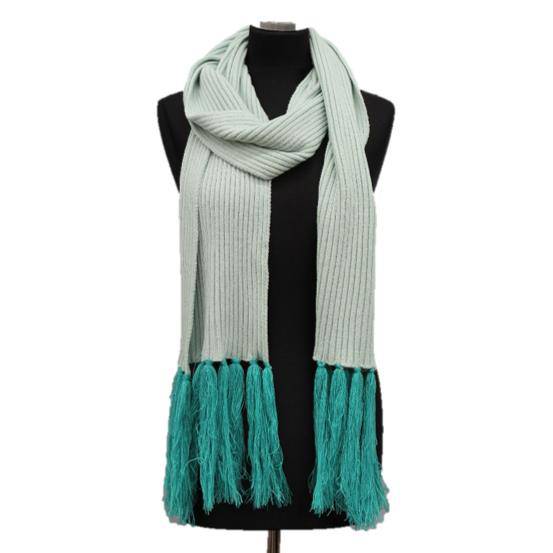 la fiorentina Long Length Scarf With Contrasting Fringe - Turquoise/Light Blue