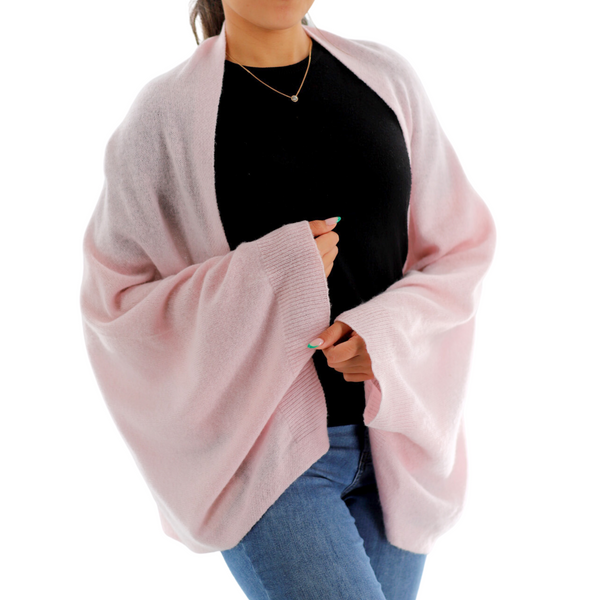 La Fiorentina Luxe Soft Cashmere/Wool Blend Cocoon Shawl - Pink - One Size