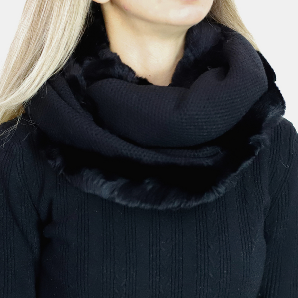 la fiorentina Luxurious Honeycomb Rex Rabbit Fur Scarf - Black - One Size