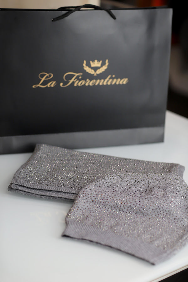 la fiorentina Matching Embellished Scarf and Hat Set