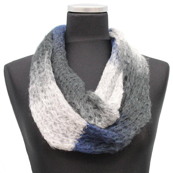 La Fiorentina Mohair-like Space Dyed Infinity Muffler-Black/Navy/Grey Combo