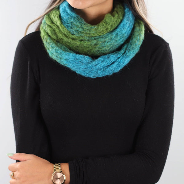 la fiorentina Mohair-like Space Dyed Infinity Muffler - Blue/Green Combo