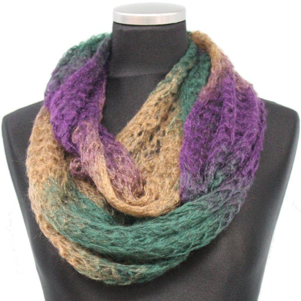 la fiorentina Mohair-like Space Dyed Infinity Muffler-Brown/Plum Combo