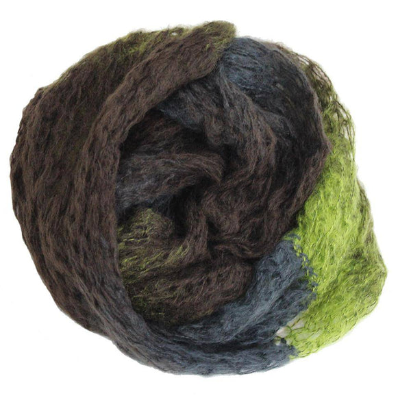 La Fiorentina Mohair-like Space Dyed Infinity Muffler-Khaki/Chocolate/Grey Combo