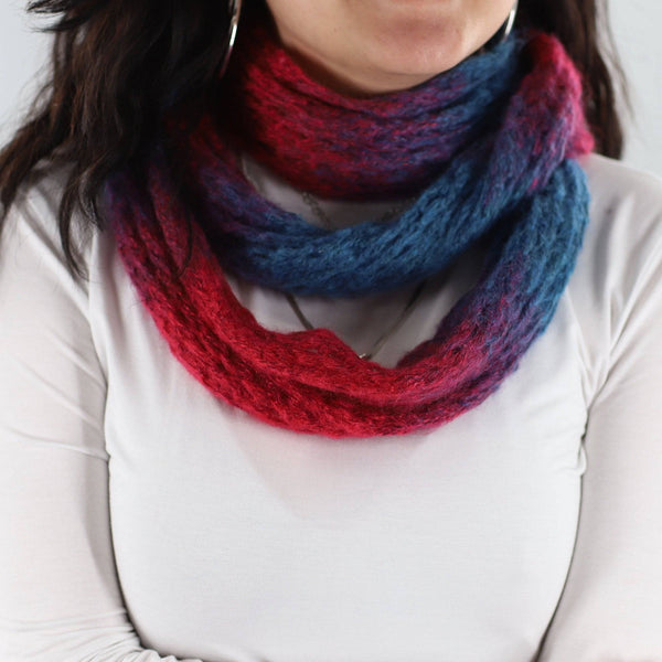 la fiorentina Mohair-like Space Dyed Infinity Muffler - Pink/Blue Combo