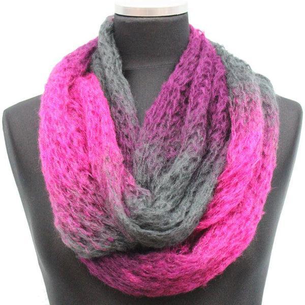 La Fiorentina Mohair-like Space Dyed Infinity Muffler-Pink/Purple Combo