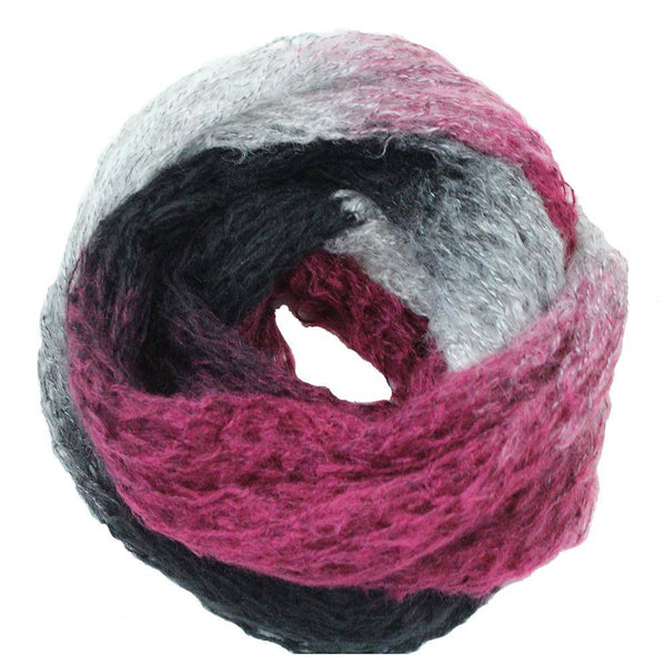 La Fiorentina Mohair-like Space Dyed Infinity Muffler-Purple/Ruby/Grey Combo