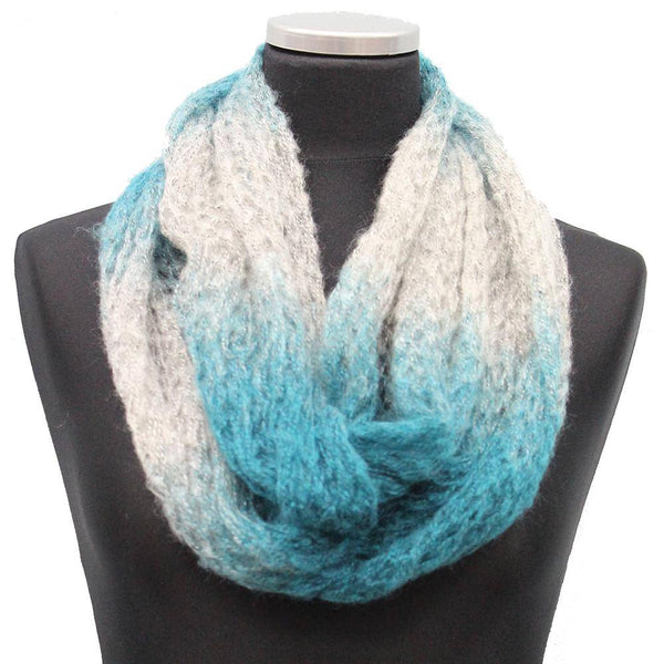 La Fiorentina Mohair-like Space Dyed Infinity Muffler-Teal Combo