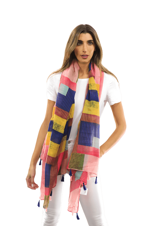 la fiorentina Multi-colored pattern woven scarf-Pink