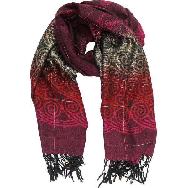 la fiorentina Ombre Jacquard Swirl Print Scarf-Maroon