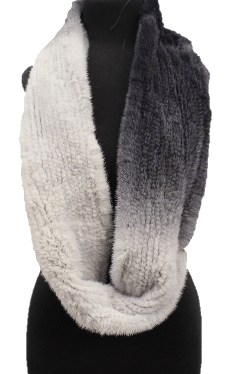 La Fiorentina Ombre Mink Infinity Scarf - Black/Grey Ombre
