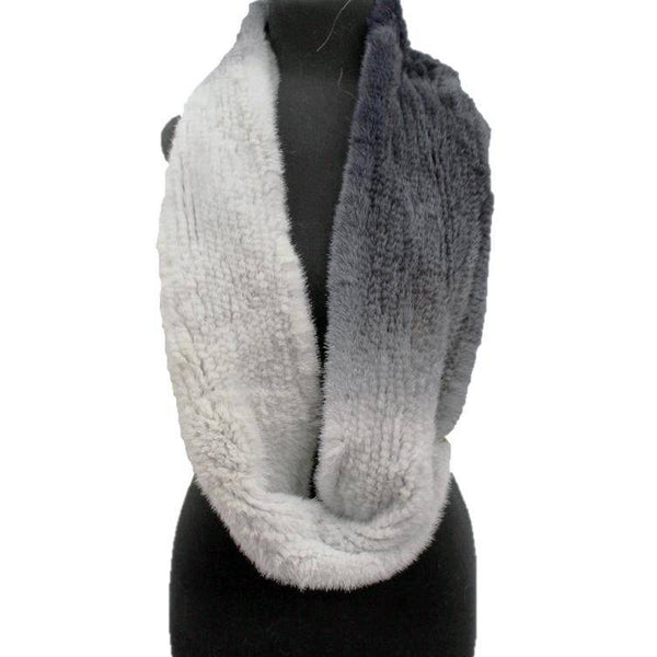 la fiorentina Ombre Mink Infinity Scarf - Black/Grey Ombre