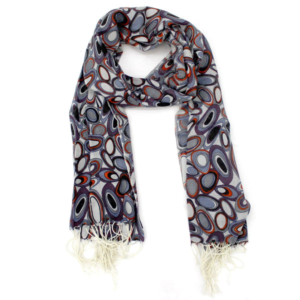 la fiorentina Oval Print Wool Scarf - Black Multicolor
