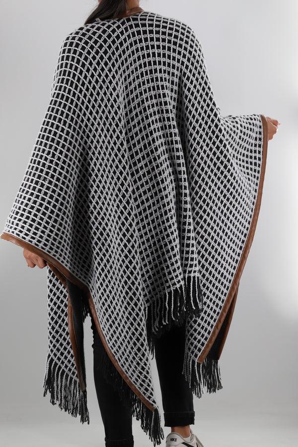 La Fiorentina Oversized Open Knit Ruana With Fringe