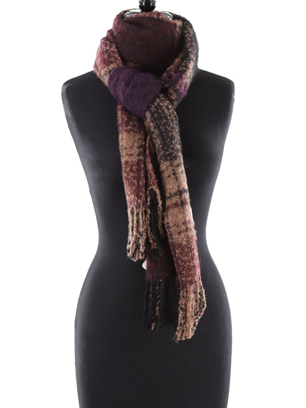 La Fiorentina Oversized Plush Plaid Blanket Wrap - Amethyst Combo