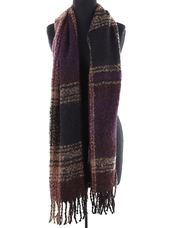 la fiorentina Oversized Plush Plaid Blanket Wrap - Amethyst Combo