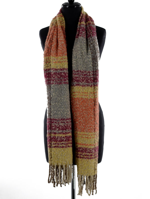 La Fiorentina Oversized Plush Plaid Blanket Wrap - Yellow Combo