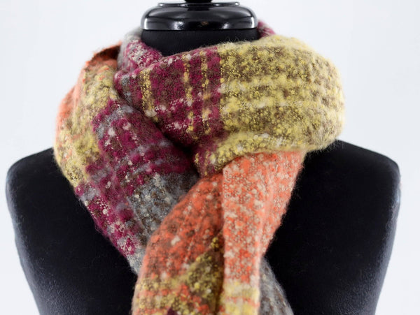 La Fiorentina Oversized Plush Plaid Blanket Wrap - Yellow Combo