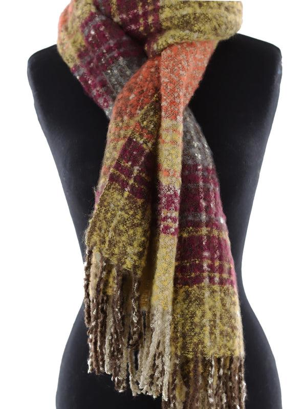 La Fiorentina Oversized Plush Plaid Blanket Wrap - Yellow Combo