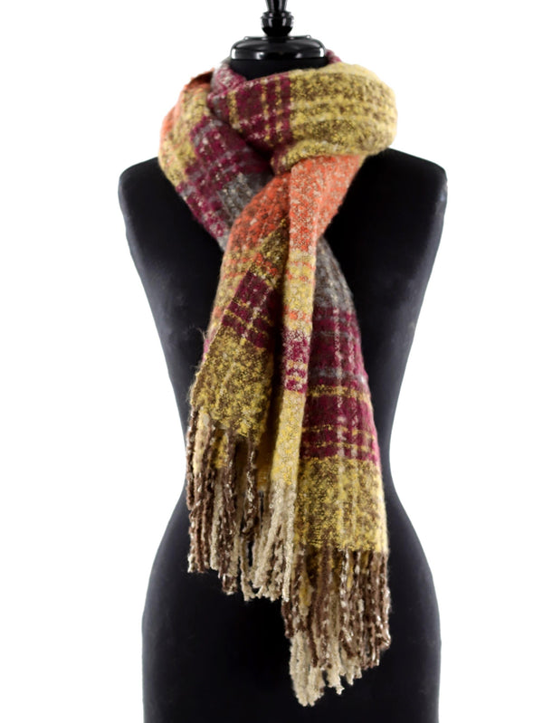 la fiorentina Oversized Plush Plaid Blanket Wrap - Yellow Combo