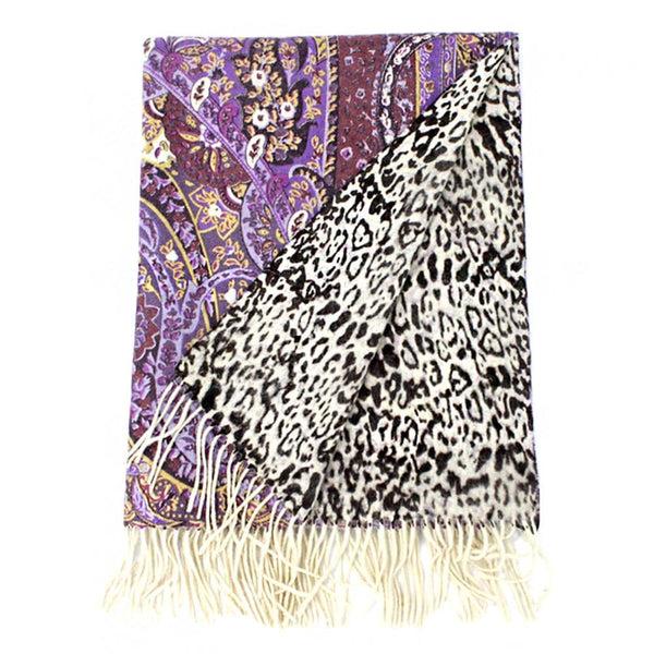 la fiorentina Paisley/Animal Print Reversible Wool Wrap