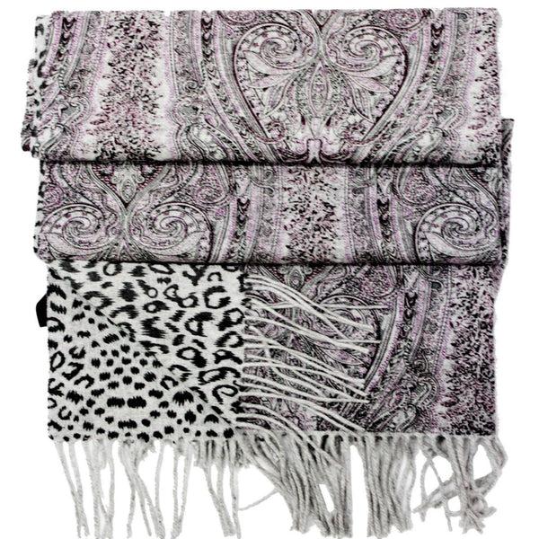 la fiorentina Paisley Leopard Print Reversible Wrap - Purple