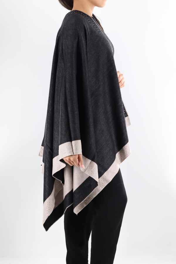 La Fiorentina Ruana With Scattered Embellished Border