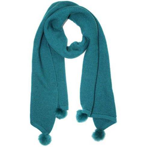 la fiorentina Solid Muffler With Rabbit Poms- Emerald