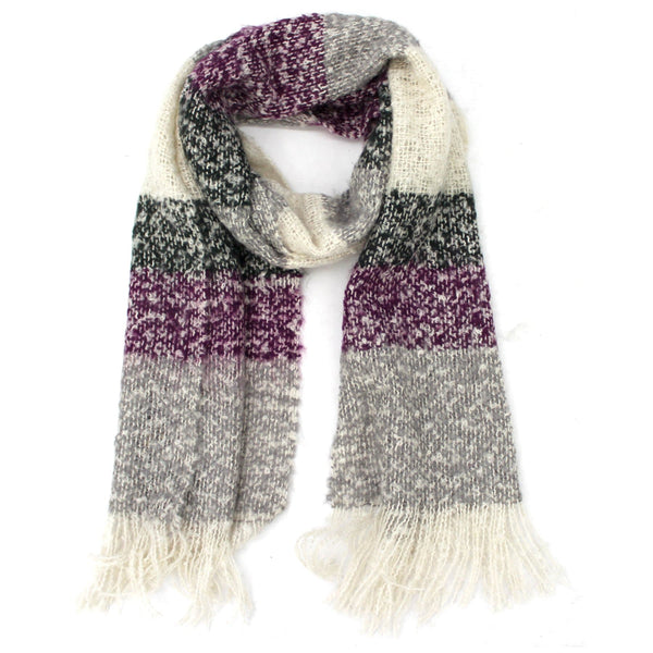 la fiorentina Striped Knit Muffler-Purple/Black/Grey