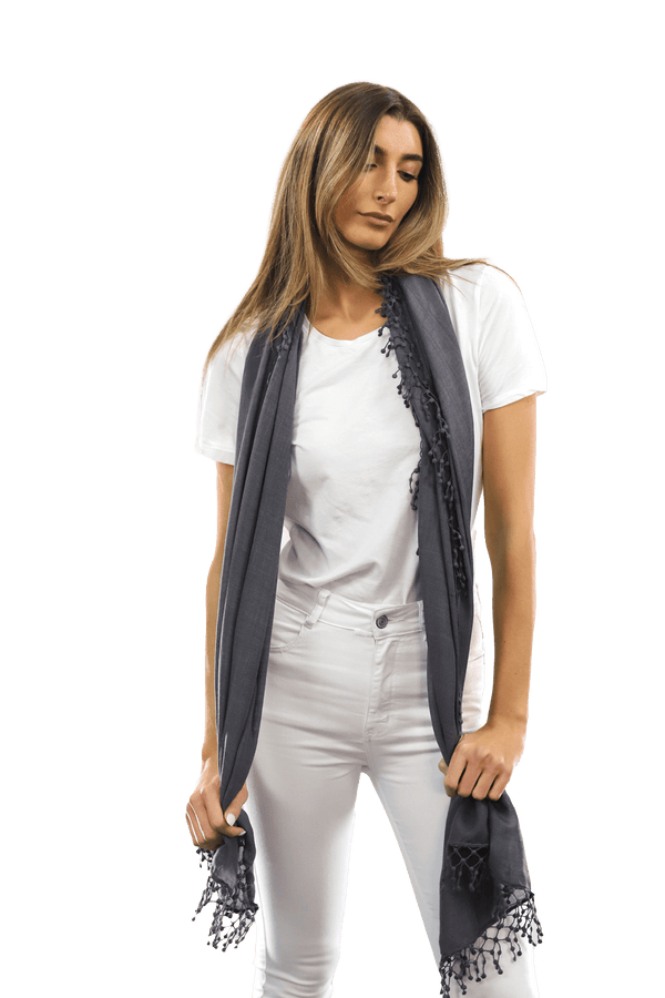 La Fiorentina Tie Dye Light Print Scarf- Deep Plum Heather Grey