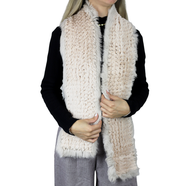 La Fiorentina Two Tone Faux Fur/Real Fur Muffler - Beige